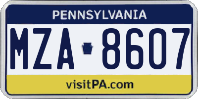 PA license plate MZA8607