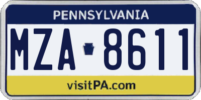 PA license plate MZA8611