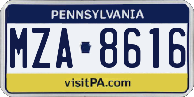 PA license plate MZA8616