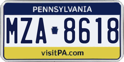 PA license plate MZA8618