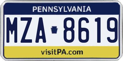 PA license plate MZA8619