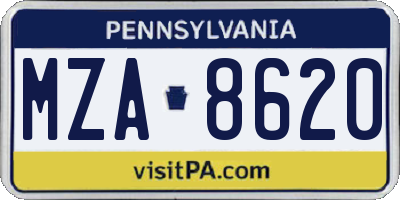 PA license plate MZA8620