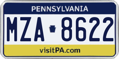 PA license plate MZA8622