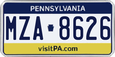 PA license plate MZA8626