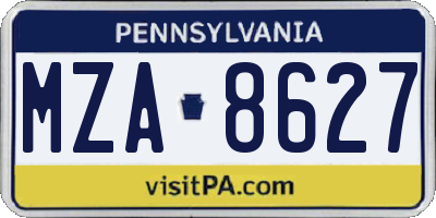 PA license plate MZA8627