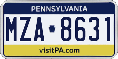 PA license plate MZA8631
