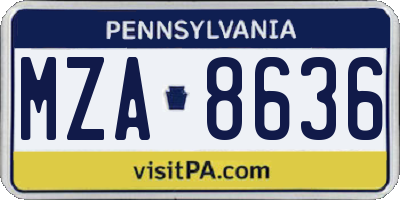 PA license plate MZA8636