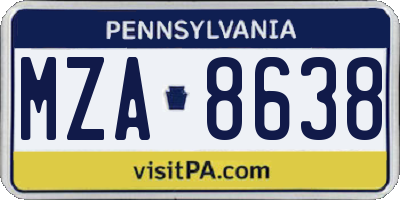 PA license plate MZA8638
