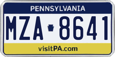 PA license plate MZA8641