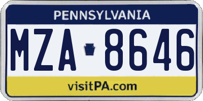 PA license plate MZA8646