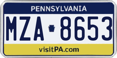 PA license plate MZA8653