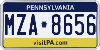PA license plate MZA8656