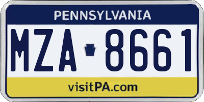 PA license plate MZA8661