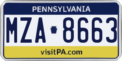 PA license plate MZA8663