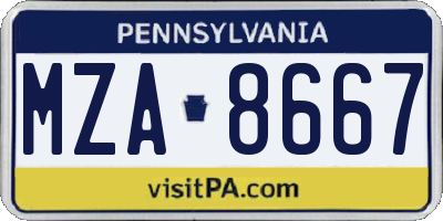 PA license plate MZA8667