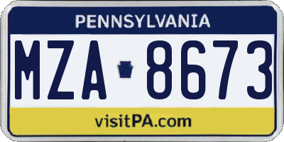 PA license plate MZA8673