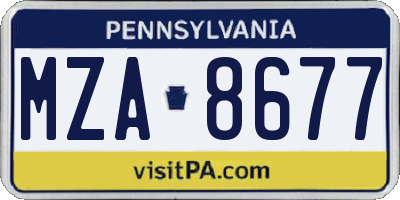 PA license plate MZA8677