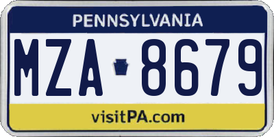 PA license plate MZA8679