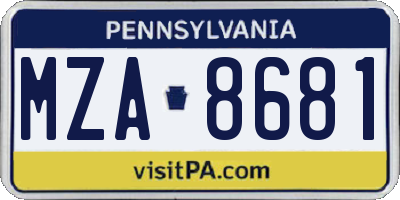 PA license plate MZA8681