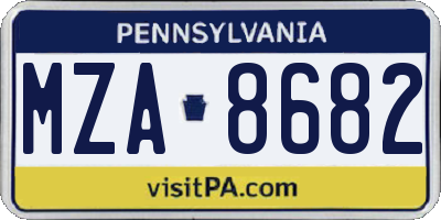 PA license plate MZA8682