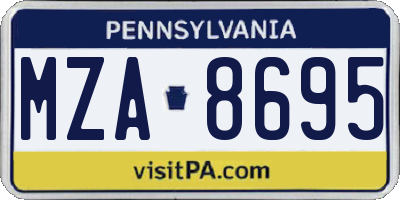 PA license plate MZA8695