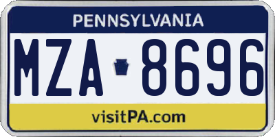 PA license plate MZA8696
