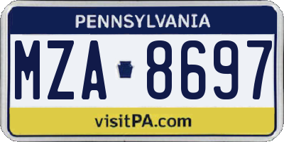 PA license plate MZA8697