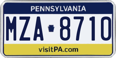 PA license plate MZA8710