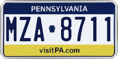 PA license plate MZA8711