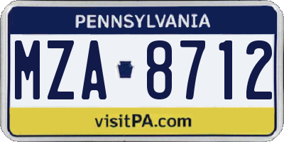 PA license plate MZA8712