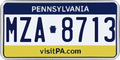 PA license plate MZA8713