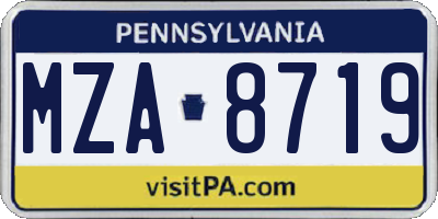PA license plate MZA8719