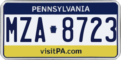 PA license plate MZA8723