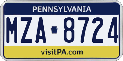 PA license plate MZA8724