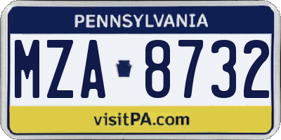 PA license plate MZA8732