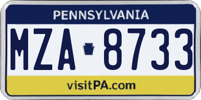 PA license plate MZA8733