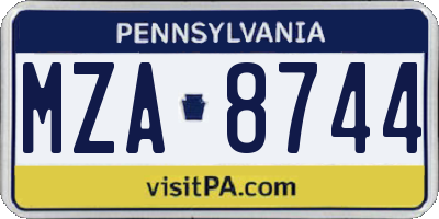PA license plate MZA8744