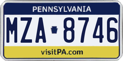 PA license plate MZA8746