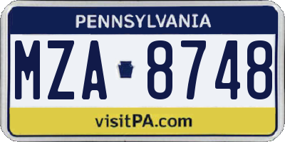 PA license plate MZA8748