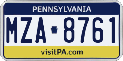 PA license plate MZA8761