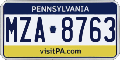 PA license plate MZA8763