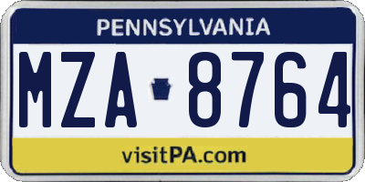 PA license plate MZA8764