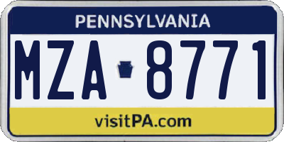 PA license plate MZA8771