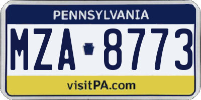 PA license plate MZA8773