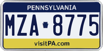 PA license plate MZA8775