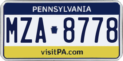 PA license plate MZA8778