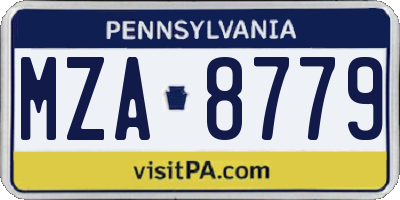 PA license plate MZA8779