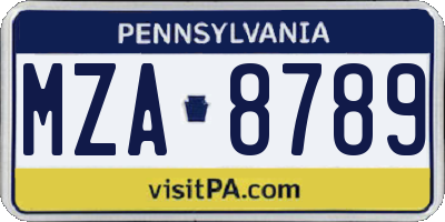 PA license plate MZA8789