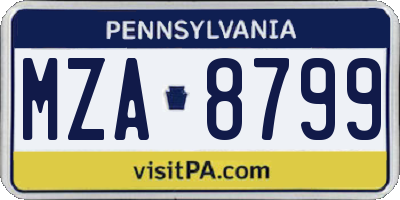 PA license plate MZA8799
