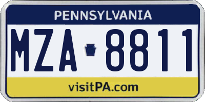 PA license plate MZA8811